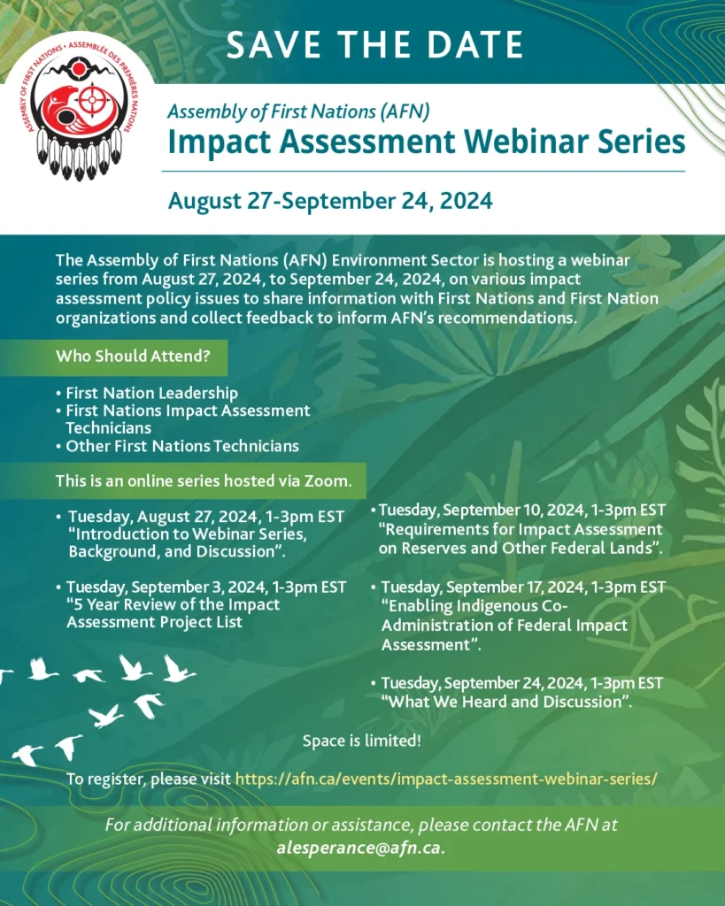 AFN Impact Assessment Webinar Series 2024, Save the Date in English